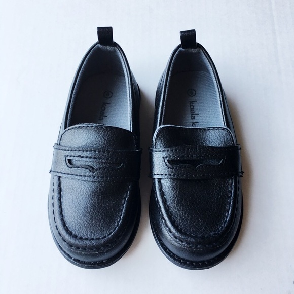 Koala Kids Toddler Boys PENNY Loafers Black Slip-on Comfy Dress Shoes